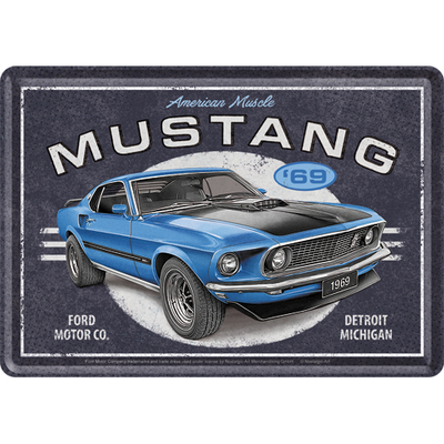 10335 Postikortti Ford Mustang - 1969 Mach 1 Blue