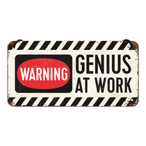 28007 Kilpi 10x20 Warning - Genius at work